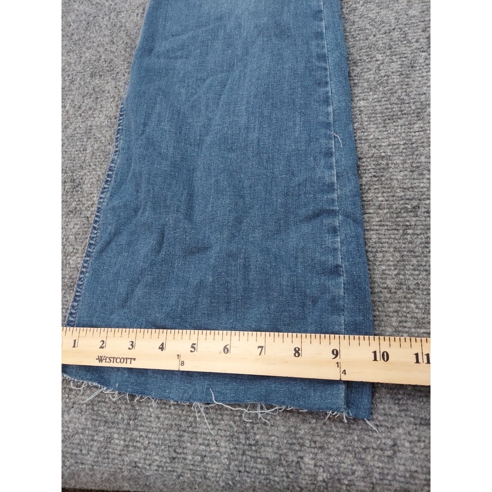 WE THE FREE PEOPLE Denim Overalls 4 Blue Curvy 2nd Ave Bootcut Fit Raw Hem - Picture 11 of 14